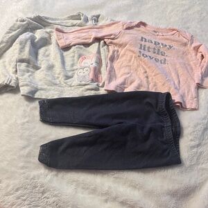 Carter's Blush and Heather Gray Set with Navy Leggings